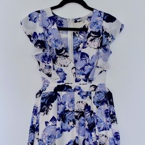 Floral Deep V-Neck Romper